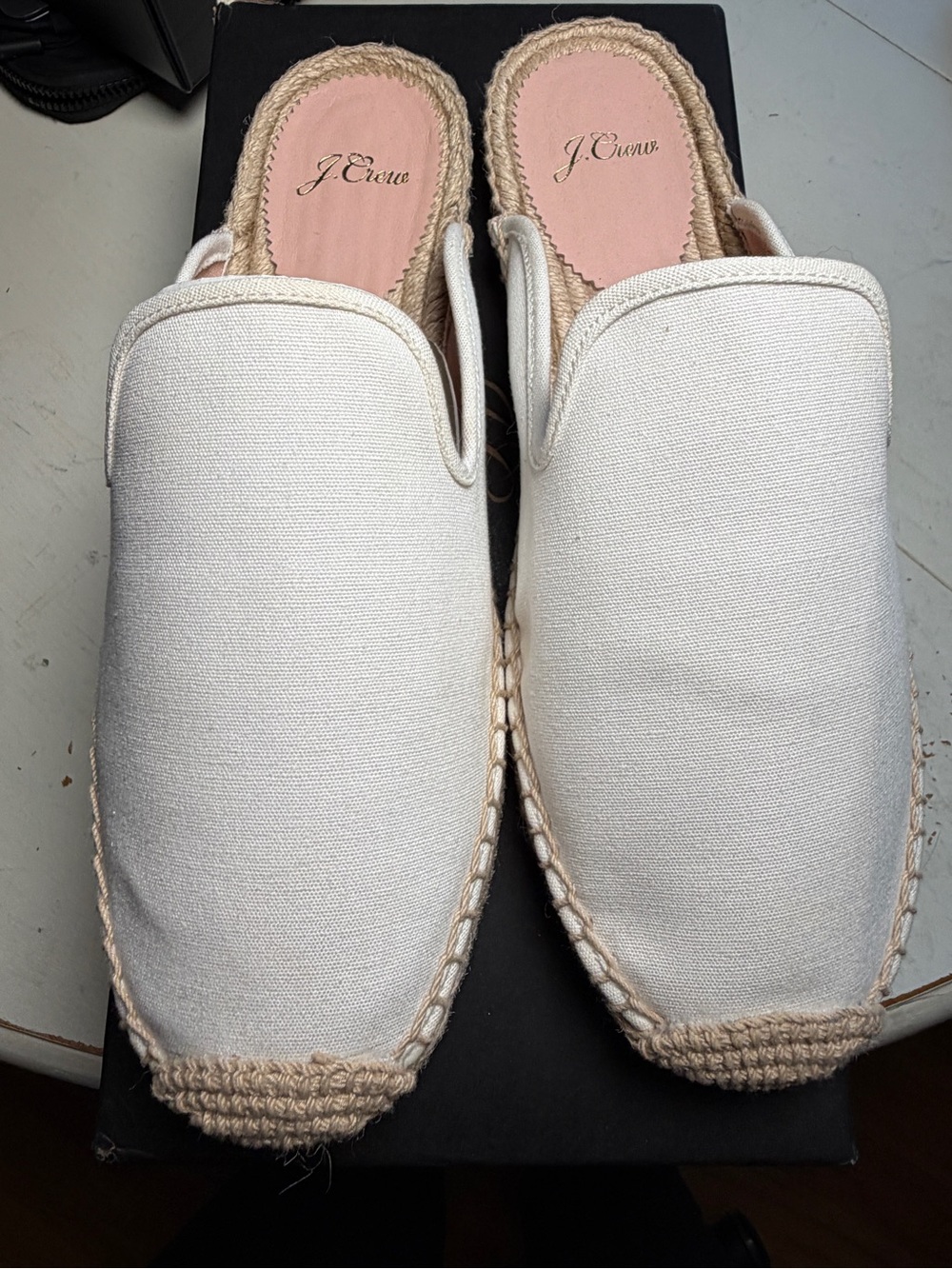 J. Crew Cream Canvas Espadrille Slip-On Mules